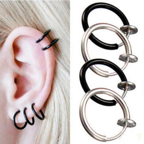 Hot Sale 2pcs Invisible No Ear Hole Earrings Clip Nose Ring Belly Button